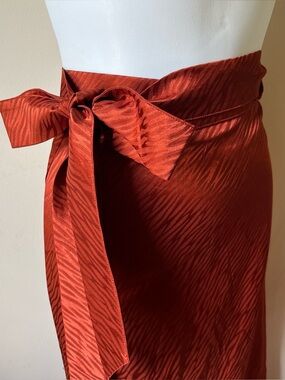Silk & Salt- burnt orange, textured, patterned wrap skirt one size
